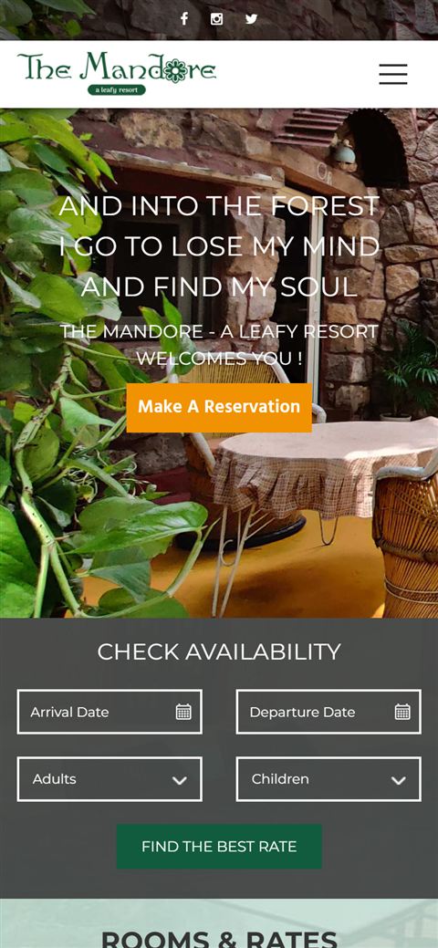 The Mandore website before, on a phone